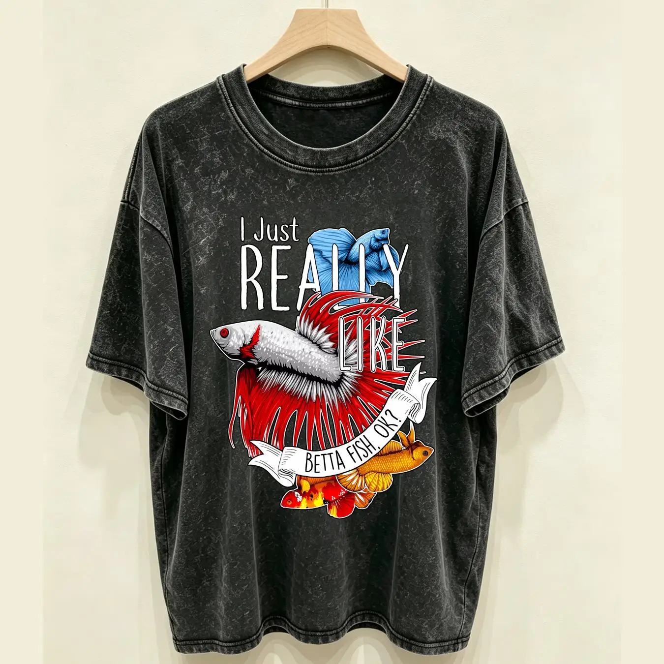 washed T Shirt Betta Fish Funn - Aquarium Fish Keeping 评论和价格