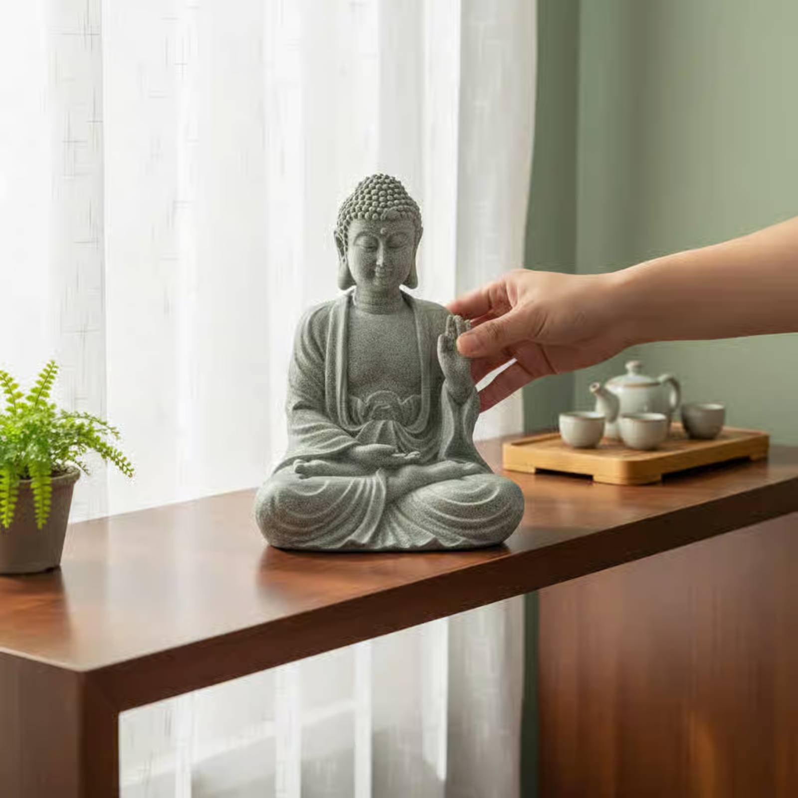 3 Pieces Stone Buddha Decor Te - Aquarium Decor 评论和价格