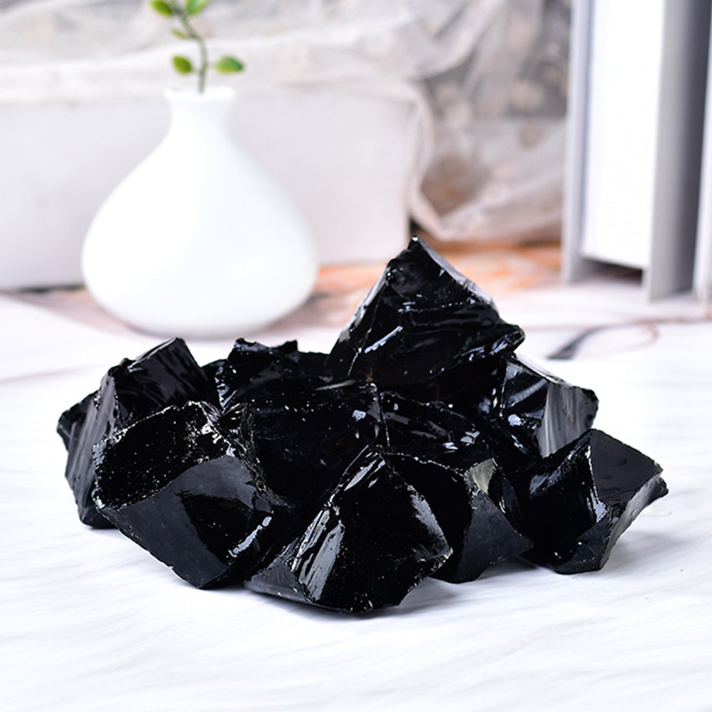 Natural Black Obsidian Raw Sto - Fish Tank Gravel 评论和价格
